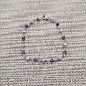 7 Inch Sterling Silver Pearls And Semi Precious Stones Bracelet A5832